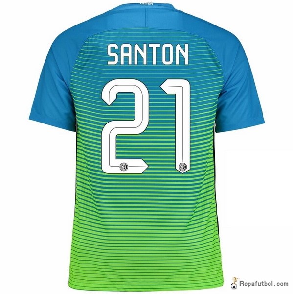 Camiseta Inter de Milán Replica Tercera Ropa Santon 2016/17 Azul Verde